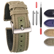 Canvas Watch Bands Military Quick Release Watch Strap Heavy Duty Replacement 