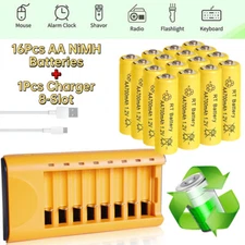 16Pcs 1.2V Ni-MH AA Rechargeable Batteries + Universal USB 8-Slot Smart Charger