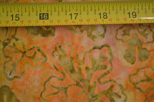 By 1/2 Yd, Green Leaves on Orange & Yellow Batik, Moda/Paradise/4512 11, M8802 - Picture 3 of 5