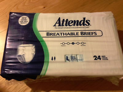 NEW Attends Classic Briefs Adult Briefs, Size X Large, 24 Counts