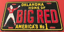 Vintage University of Oklahoma Home of Big Red Booster License Plate STEEL