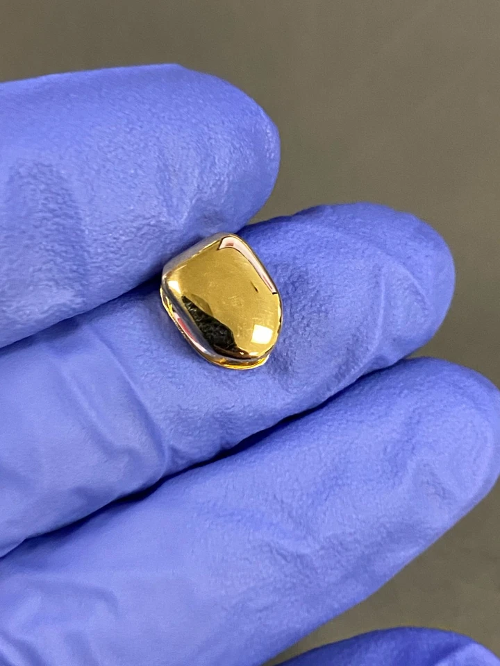 Solid 10k Yellow Gold Grillz Single Tooth Cap Hip Hop Teeth Custom Fit W. Mold - Image 3 of 4