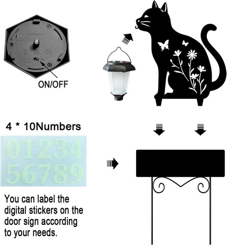 Elegant Solar Lantern Cat Garden Stakes - Automatic Glow-in-the-Dark Decor - Picture 8 of 8