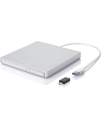 Roofull External Dvd Drive Usb 3.0 Slim Aluminum Portable Cd Dvd +/-Rw Optical D