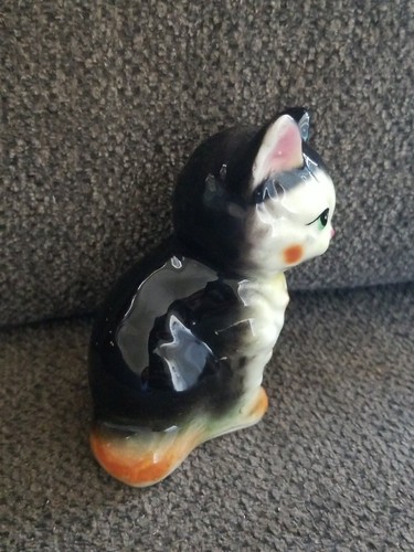 Statuina vintage 1951 porcellana giapponese 3,75" gatto sale pepe shaker - Foto 3 di 7