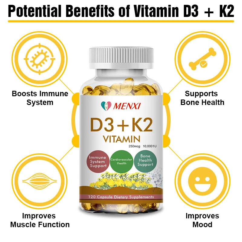 (2 Bottles) Vitamin K2 (MK7) D3 10000 IU Supplement, BioPerine Capsules, Immune - Image 4 of 4