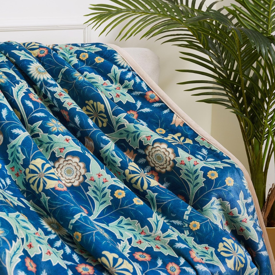 William Morris Sherpa Fleece Blanket Bed Throw Blanket Fluffy Snuggle
