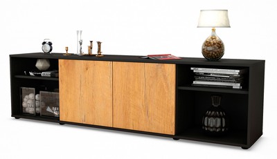 TV Schrank Lowboard Asimo, Anthrazit matt / Holz-Design (180x49x35cm)