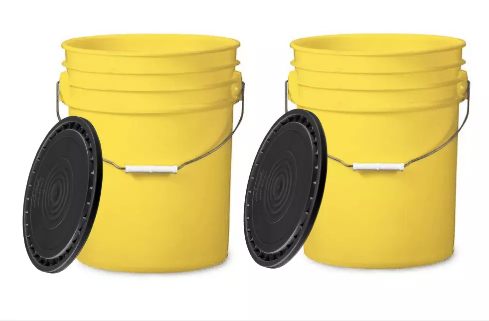 6 Gallon Large Yellow Food Grade BPA Free Bucket Pail with Lid( Pack of 2)