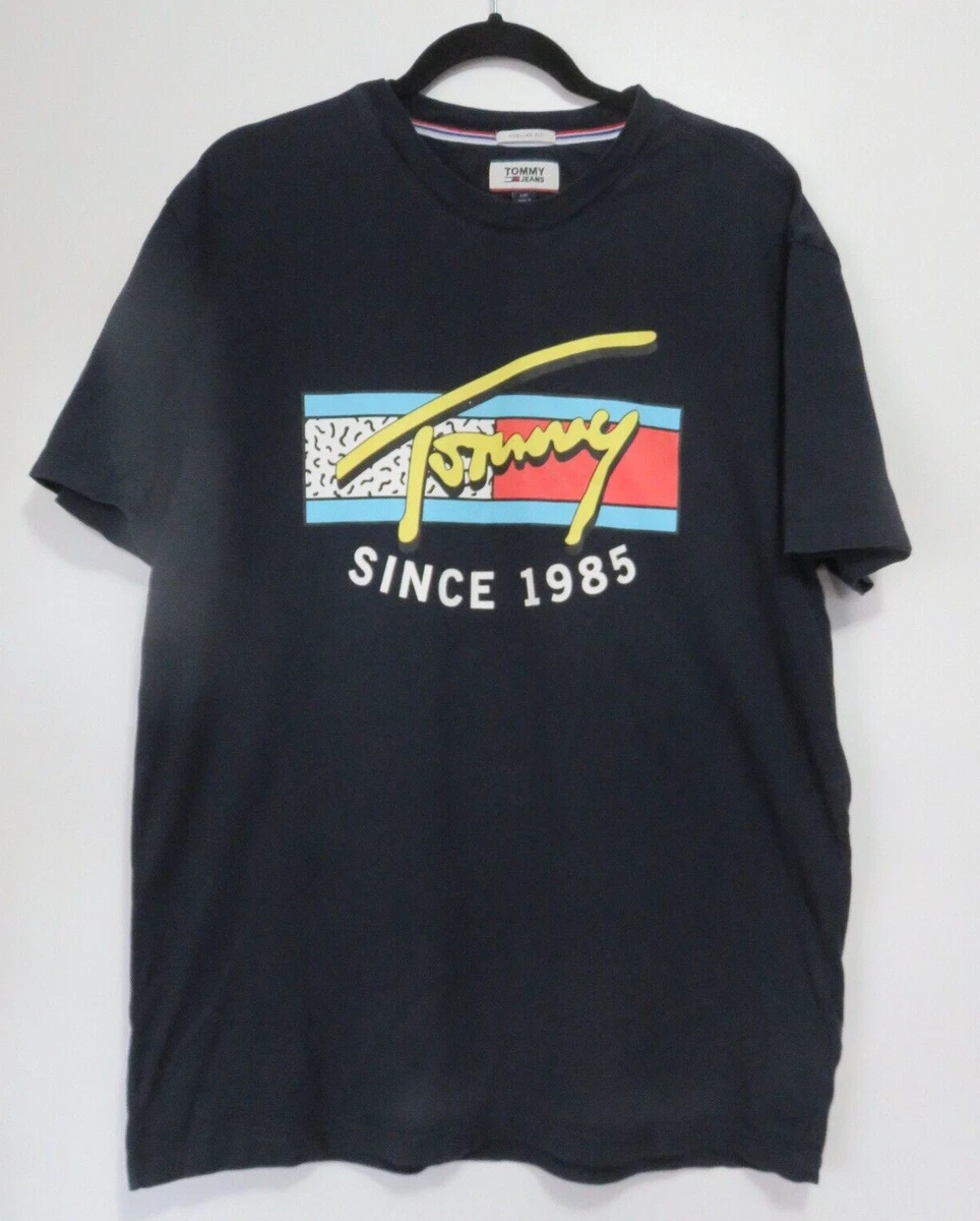 Tommy Hilfiger Jeans Navy T Shirt Men s M Cotton Retro Logo