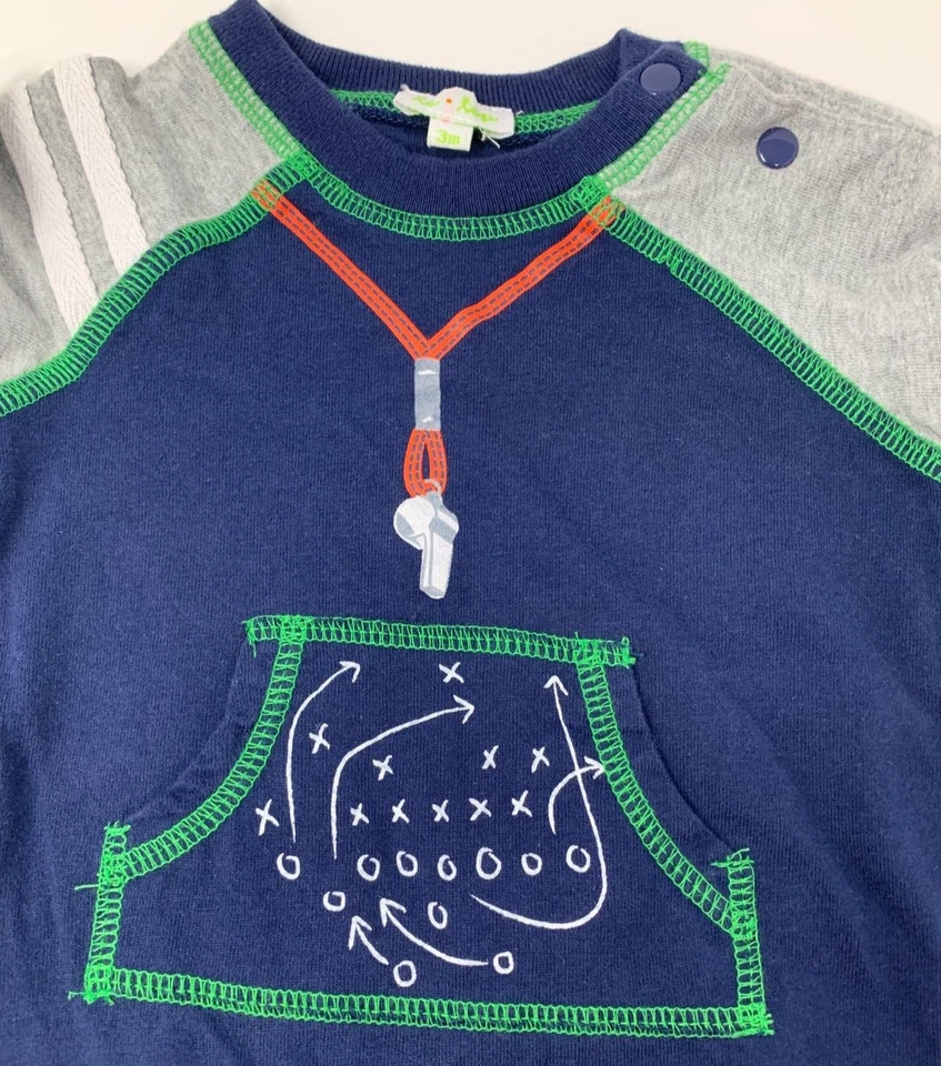 Mameluco tejido manga larga entrenador de fútbol azul 3 meses Le Top bebé niño Foto 2 de 4