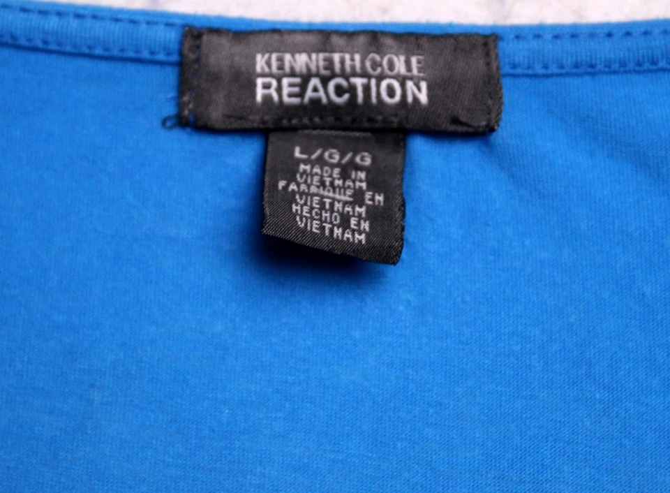 BLUSA SIN MANGAS KENNETH COLE REACTION damas talla L azul medio seda/tejido Foto 3 de 4