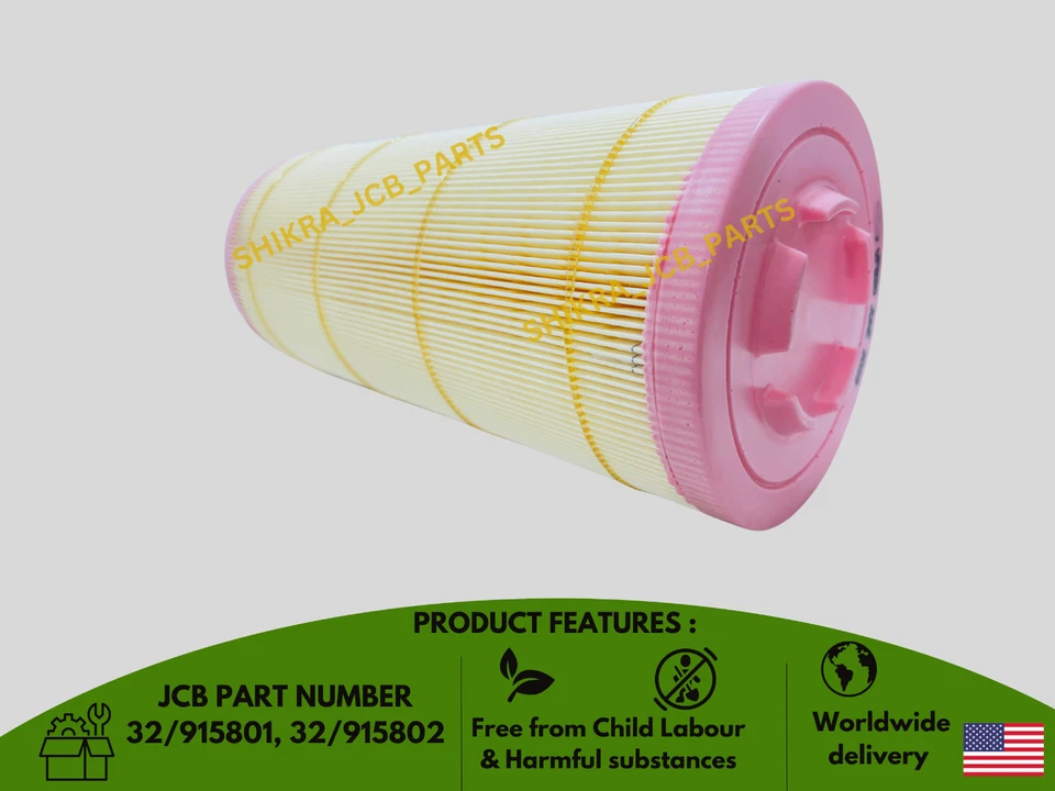 JCB BACKHOE AIR FILTER ELEMENT SET INNER & OUTER (PART NO 32/915801 32/915802) - Image 4 of 4