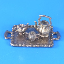 Emson Miniature Tea Set Metal 4 Piece Set Dollhouse Japan For Collectors