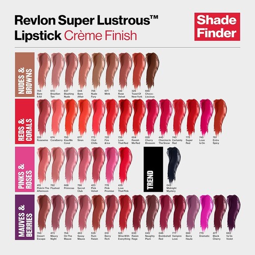 Revlon Super Lustrous Lipstick, 610 Goldpearl Plum to 683 Demure, - Picture 4 of 24