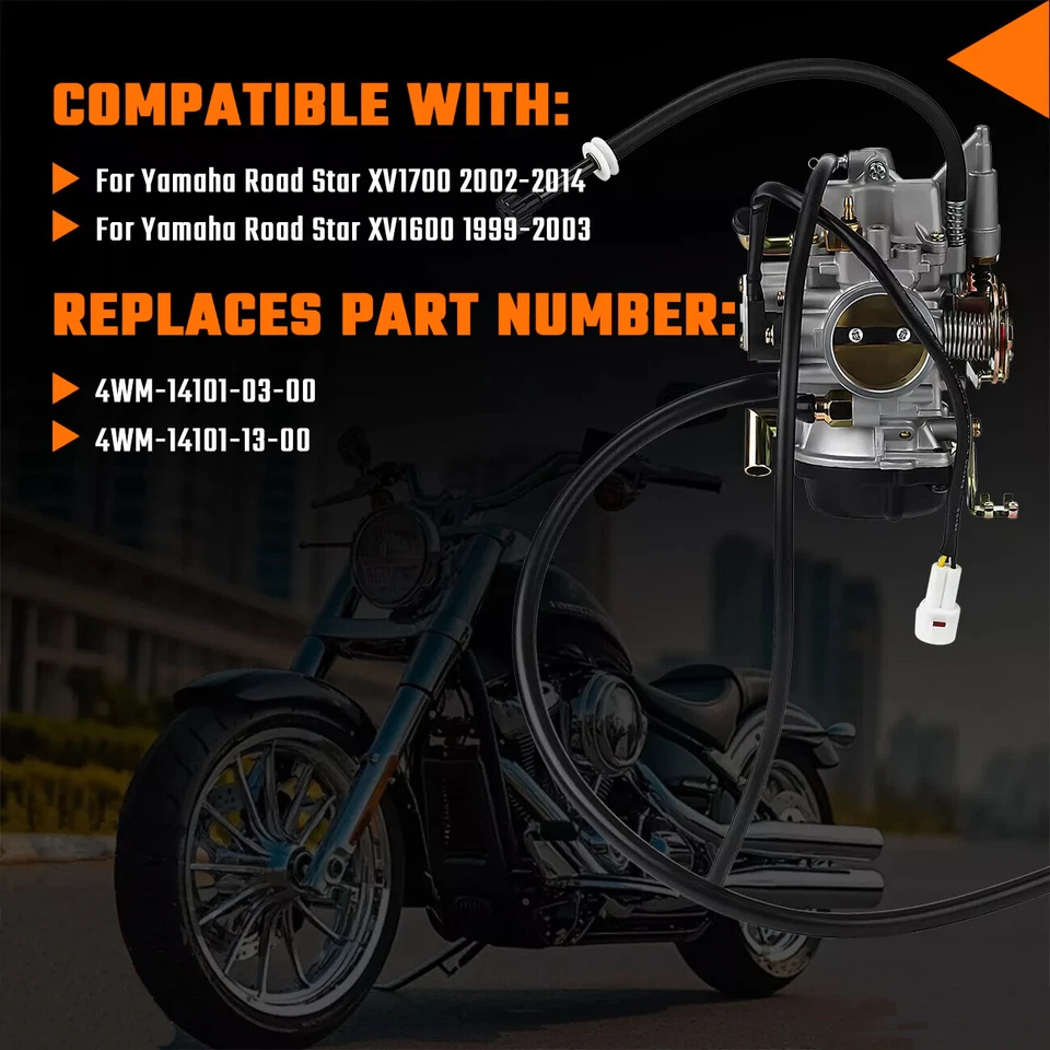 Nuevo carburador compatible con Yamaha Road Star XV1600 XV1700,4WM-14101-03-00 Foto 3 de 4
