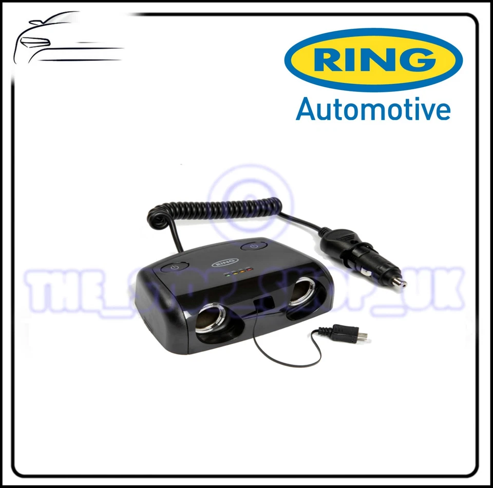 RING 2 Weg 12V Mehrfachsteckdosen Mit Micro USB & Schalter Adapter Flach RMS14 - Bild 1 von 1