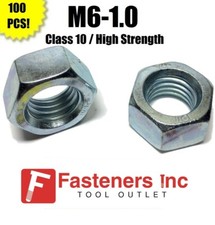 Qty 100 M6-1.0 Metric Finished Hex Nuts Class 10 Zinc Plated 6MM-1.0