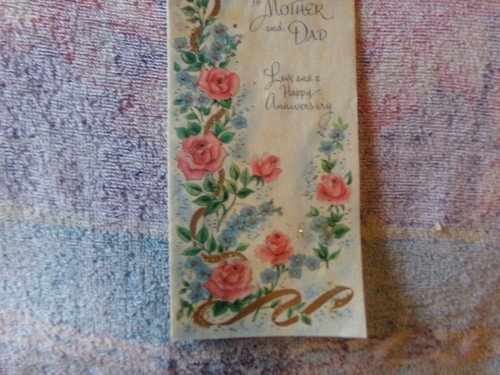 Vintage Anniversary Card Buzza-Cardozo 25A6319-A MOTHER & DAD Roses - Picture 4 of 7