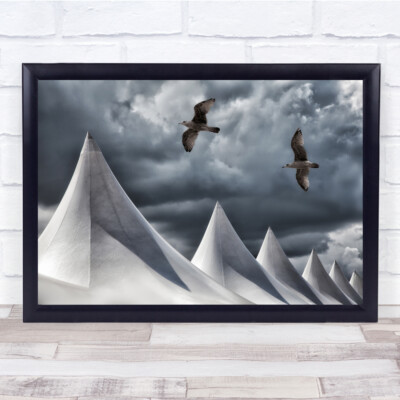 Zelte Möwe Vogel Dächer Himmel Wandkunstdruck