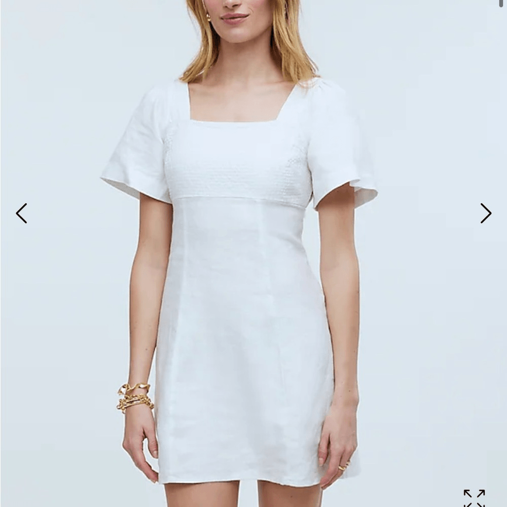 J Crew Square-Neck Mini Dress in 100% Linen Womens Size 6 White | eBay