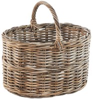 Korb Tragekorb Aufbewahrungskorb Mit Henkel Aus Rattan In Kubu Grey Grau Oval