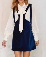 Nasty Gal Day Tripper Jumper Sz. S Blue Faux Velvet 