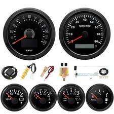 85MM GPS Speedometer 0-120MPH Tachometer &52mm Fuel/Oil/Temp/Volt with Senders