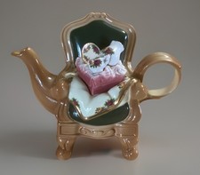 Tetera silla decorativa Royal Albert Old Country Roses de CARDEW años 90 con papeles