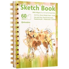 Mixed Media Sketchbook, 5"x7.5", 60 Sheets 160gsm/98lb Acid-, Spiral Bound Sk...