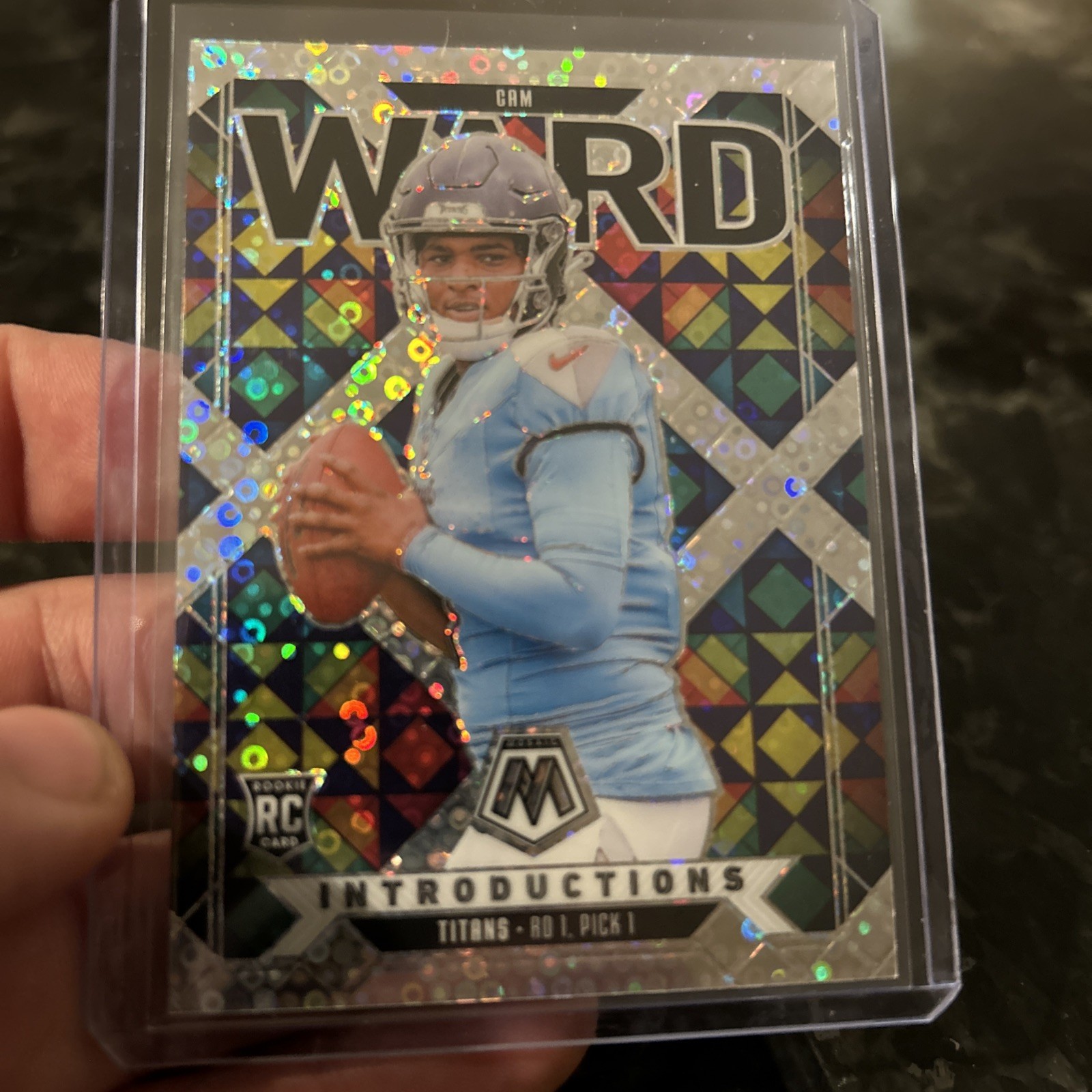 2025 Mosaic Cam Ward Silver Mosaic No Huddle Introductions RC Rookie – Titans QB