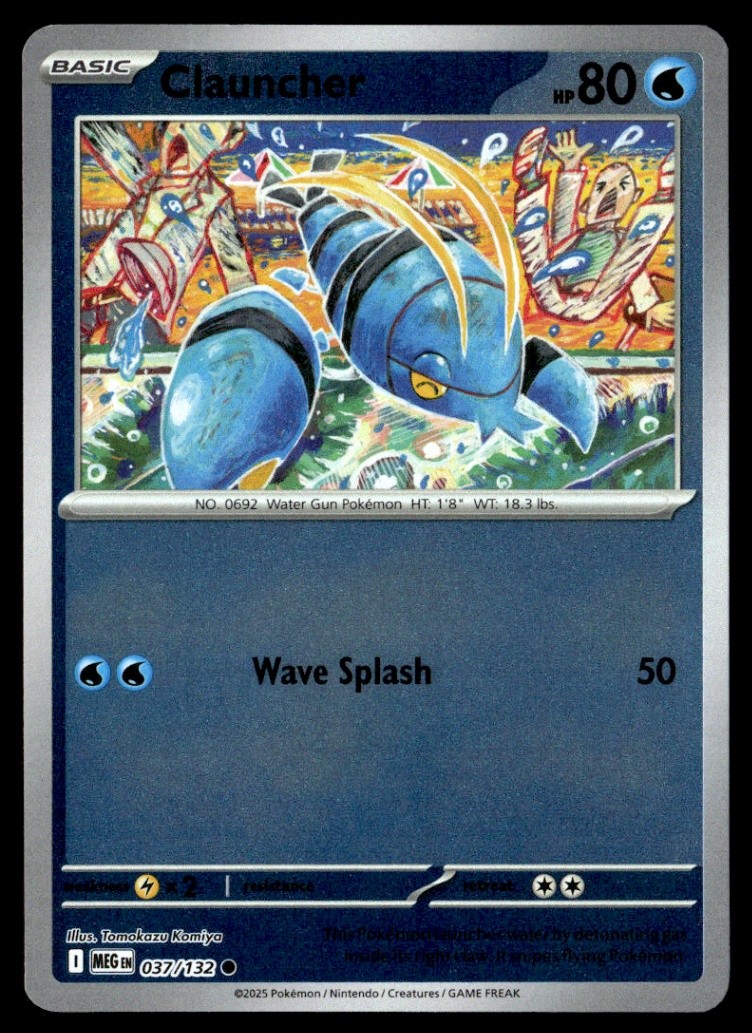 Clauncher Common Reverse Holo ME01: Mega Evolution 037/132 NM Pokémon TCG
