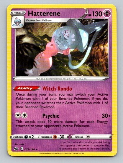 2021 Pokemon Card Chilling Reign Hatterene 73/198