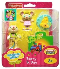 HIDEAWAY HOLLOW BARRY B. DAY PLAY SET FIGURES. 2010 FISHER-PRICE RAG-DOLL MOUSE.