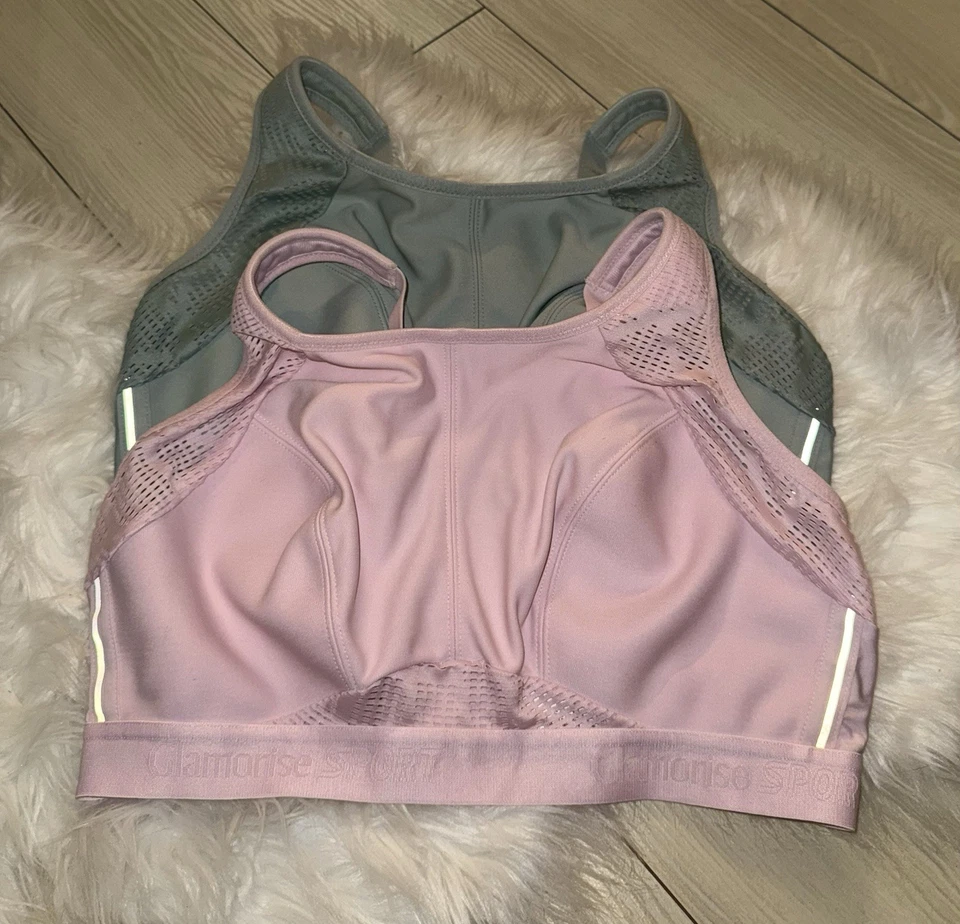 2 Sujetadores deportivos Glamorise Sport 1068 sin malla para sudor sin cables sin forro para mujer 38DD Foto 2 de 4