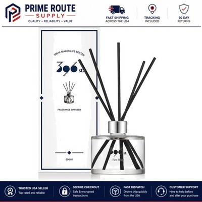 Luxury Red Rose Reed Diffuser - 200ml Glass Bottle with Fiber Sticks