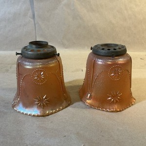 Pair Of Vintage Amber Colored Glass Lamp/Light Shades As Is INV-B5K11