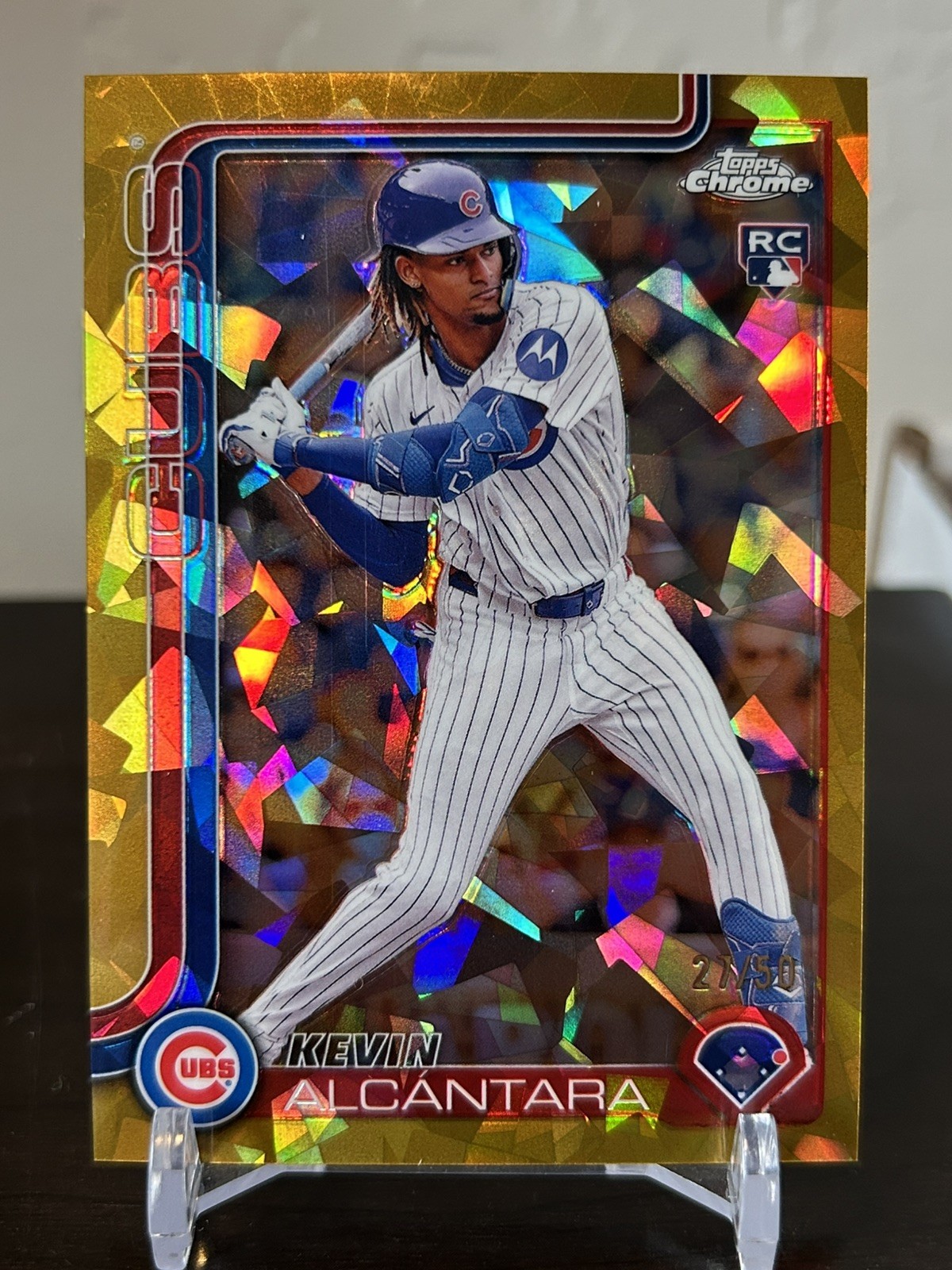 2025 Topps Chrome Sapphire Kevin Alcantara Rookie Gold Refractor /50 #173 Cubs 