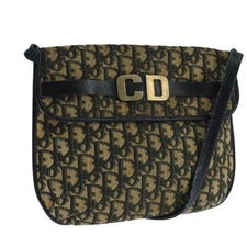 Christian Dior Trotter Canvas Shoulder Bag Navy Auth 104185