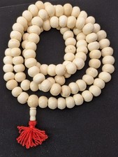 Buddhist Hindu Mala Prayer Beads 11MM To 12MM Dia. 108 Bone Beads. White.