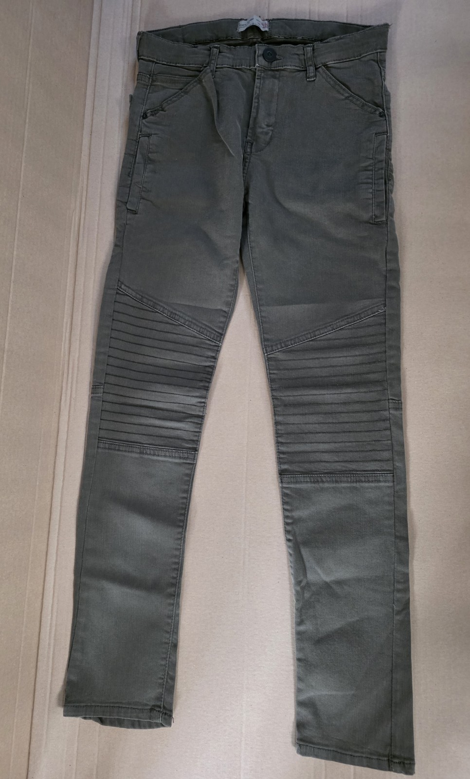Zara Boys Skinny Biker Jeans Size 11-12 Years Old Khaki