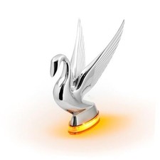47980 Chrome Swan Hood Ornament with 6 LED Glow Base Amber/Amber