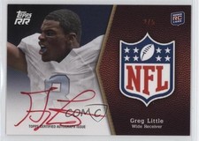2011 Topps Rising Rookies NFL Rookie Red Ink 2/5 Greg Little Auto Shield 0t3