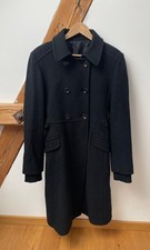Max Mara Studio Vintage Wool Coat in Black with Knit Details - 100% Virgin Wool