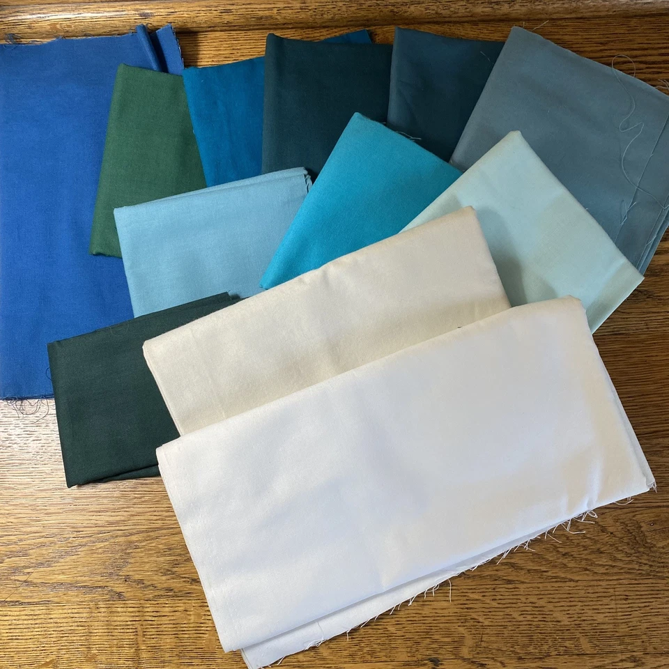 Лот из 12 однотонных тканей для квилтинга многоцветный хлопок - Изображение 4 из 4