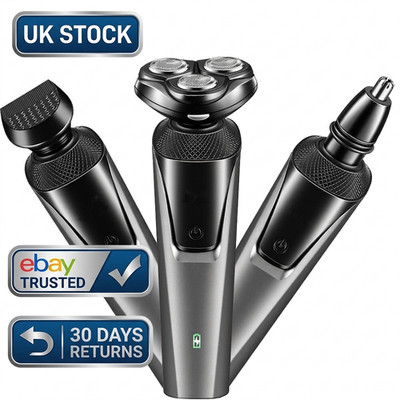 3 in 1 Herren Elektrorasierer USB Akku Barttrimmer Nasenhaarschneider