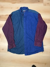 Vtg American Blue Colorblock Shirt Men's XL USA Made Multicolor Preppy