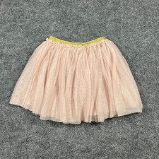 Nordstrom Tulle Tutu Skirt Girls 6 Blush Pink Gold Glitter Waistband Ruffle Hem