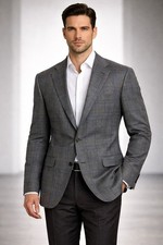 Hart Schaffner Marx Gold Wool Blazer 44 Long Gray Plaid USA Made Vintage NWOT