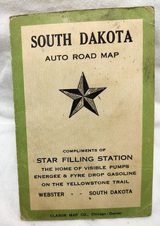 1920s Star Filling Station Webster South Dakota Road Map Energee & Fyre Drop Gas
